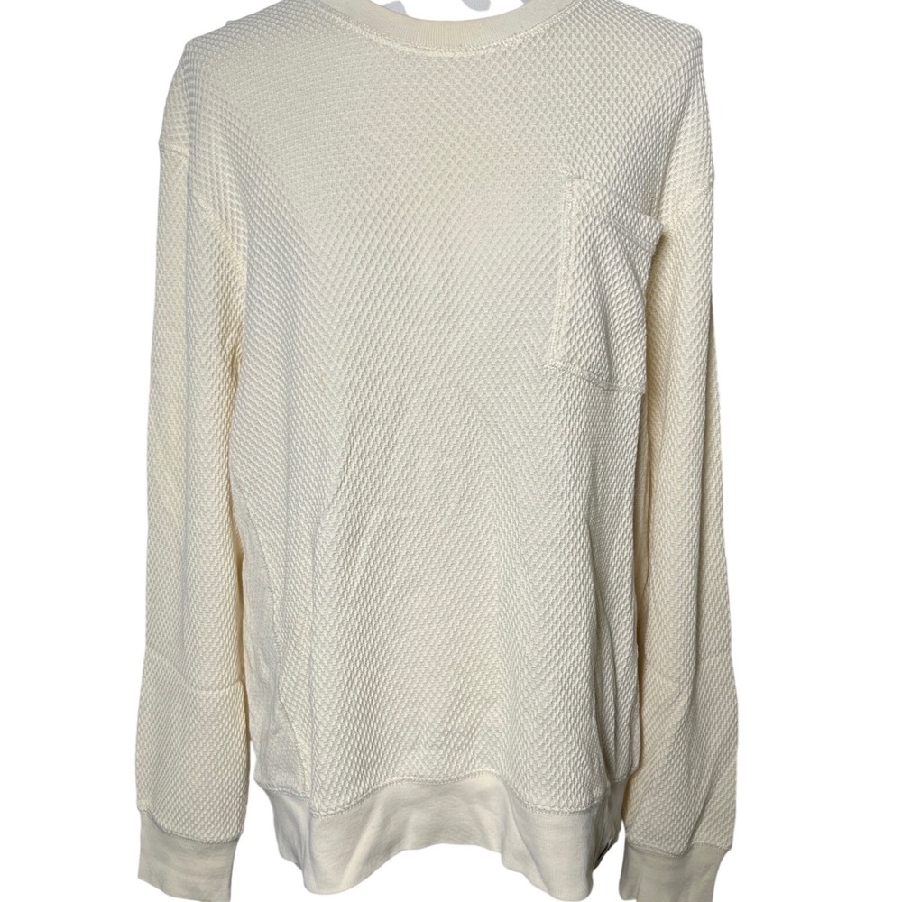 Heritage Waffle Knit Sweatshirt‎ Cream Workwear Wallace Barnes Men M